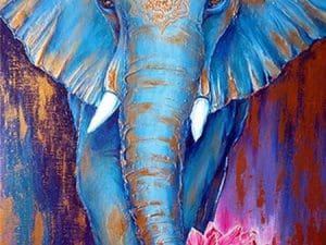 Broderie Diamant Peinture Éléphant Bleu