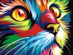 Broderie Diamant Tête de chat Multicolore